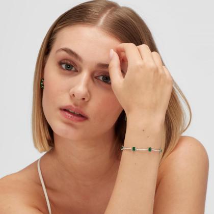 Náramek na ruku stříbro se zirkony Brosway Fancy Life Green FLG04