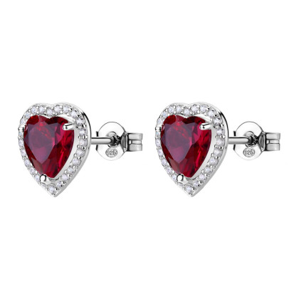 Stříbrné náušnice srdce Brosway Fancy Passion Ruby FPR142