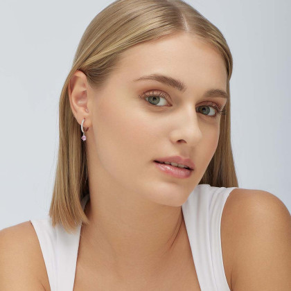 Stříbrná náušnice s kamínky Brosway Fancy Vibrant Pink FVP83