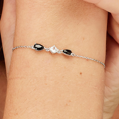 Náramek se zirkony stříbro Brosway Fancy Mistery Black FMB117