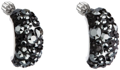Stříbrné náušnice s kameny Swarovski 31164.5 Black