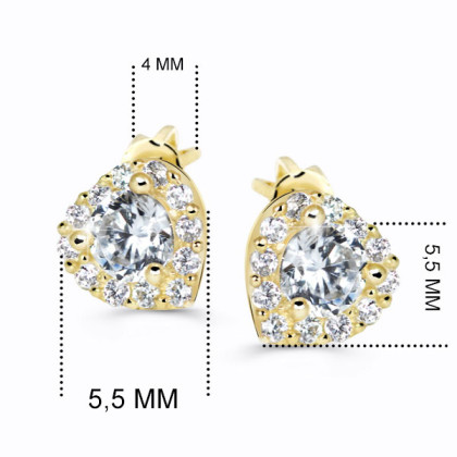 Zlaté náušnice srdce s diamanty DZ60231-30-00-X-1