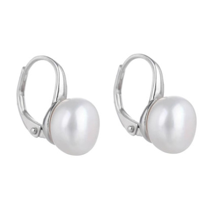 Elegantní stříbrné náušnice bílé perly 30747004
