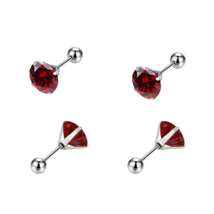 Náušnice se zirkony pecky z chirurgické oceli WJHE1244-Ruby Dark