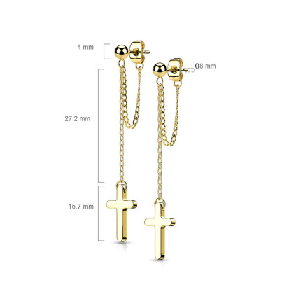 Zlaté visiace náušnice z chirurgickej ocele 4089