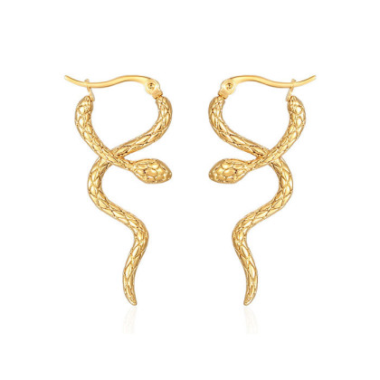 Zlaté hadí náušnice z chirurgické oceli WJHE839GD