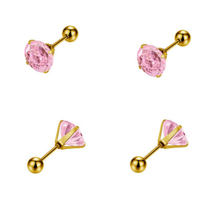 Náušnice na šroubek z chirurgické oceli WJHE1243-Pink
