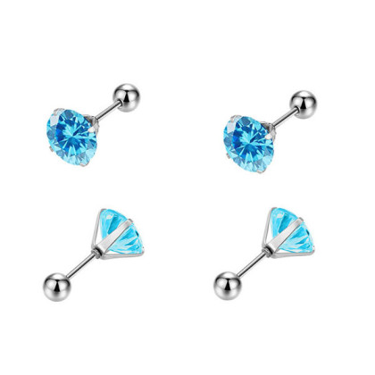 Náušnice se zirkony pecky z chirurgické oceli WJHE1244-Aqua