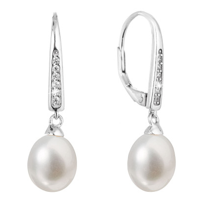 stříbrné visací náušnice s perlou 21059.1