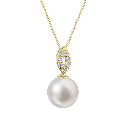 Perlový náhrdelník s brilianty zlatý 92PB00040