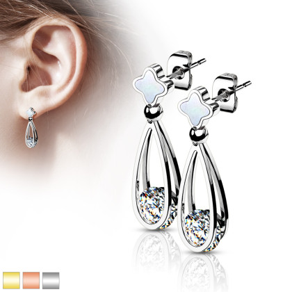 Náušnice se zirkony chirurgická ocel 4016