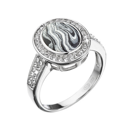 Stříbrný prsten s mramorem a krystaly Swarovski 75018.1