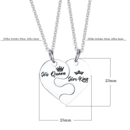 Ocelové přívěsky srdce pro dva SECN129