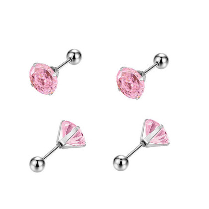 Náušnice se zirkony pecky z chirurgické oceli WJHE1244-Pink