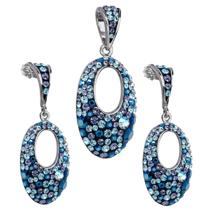 Stříbrná souprava šperků Swarovski elements 39075.3 blue style
