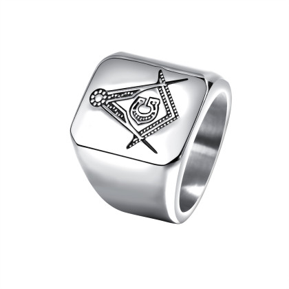 Ocelový pečetní prsten pro muže JCF628S-Svobodní zednáři