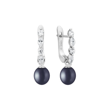Visací perlové náušnice se zirkony SK25486ELW