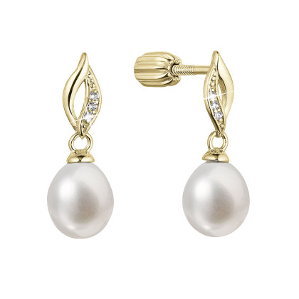 Pozlacené stříbrné náušnice s perlou 21104.1B