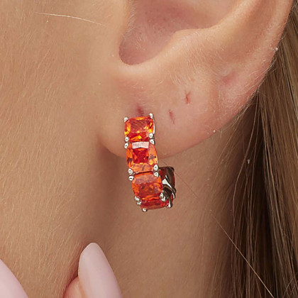 Stříbrná náušnice se zirkony Brosway Fancy Orange FVO10