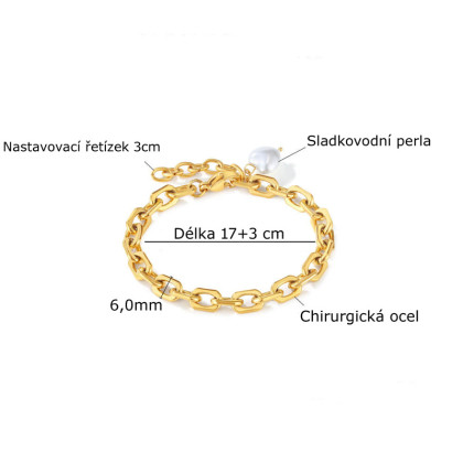 Náramek z chirurgické oceli s perlou SEGS1323
