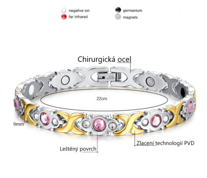 Magnetický náramek s kamínky SESBRM074