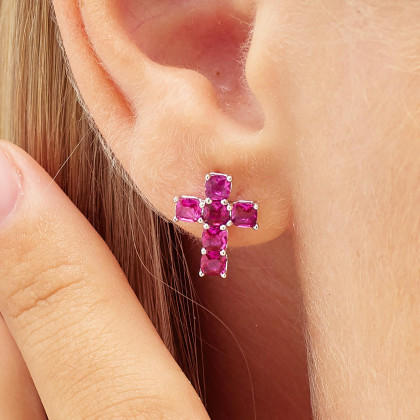Náušnice křížek Brosway Fancy Passion Ruby FPR14
