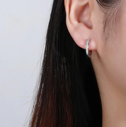 Stříbrné náušnice kroužky se zirkony 311723002