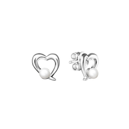 Náušnice srdíčka stříbrné SK19230E-W
