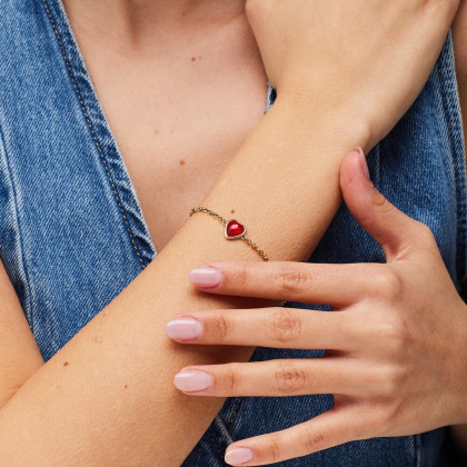 Náramek srdíčko a achátem Brosway ESSENTIAL BNL140