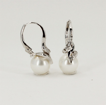 Stříbrné náušnice perly se zirkony 312965001