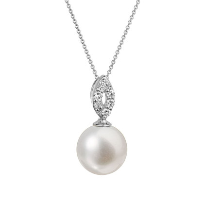 Zlatý perlový náhrdelník s brilianty 82PB00040