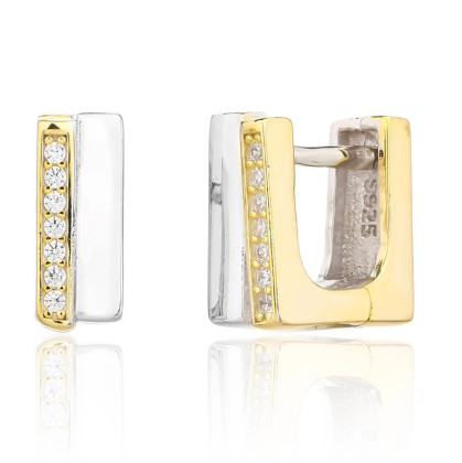 Stylové stříbrné pozlacené náušnice se zirkony 3137500001