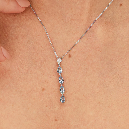 Moderní stříbrný náhrdelník Brosway Fancy Cloud Light Blue FCL110