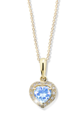 Zlatý náhrdelník srdce se zirkony Z6308ZN-Arctic Blue