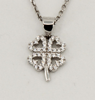 Stříbrný přívěsek se zirkony čtyřlístek 3065260004