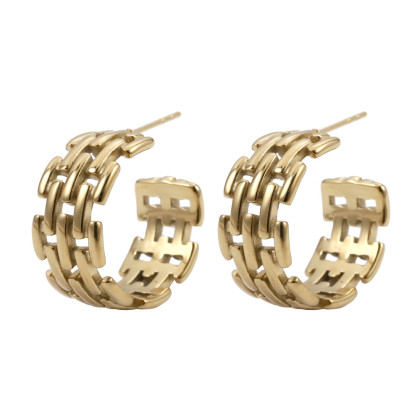 Moderní pozlacené náušnice z chirurgické oceli MESS55GD