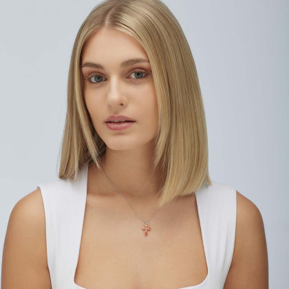 Přívěšek křížek se zirkony Brosway Fancy Orange FVO03