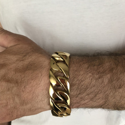 Zlatý pánský náramek z chirurgické oceli WJHB43