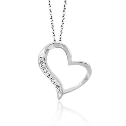 Náhrdelník srdce se zirkony chirurgická ocel INP245A