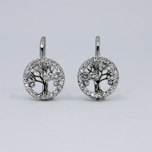 Náušnice se zirkony stříbrné 307924009 - strom života