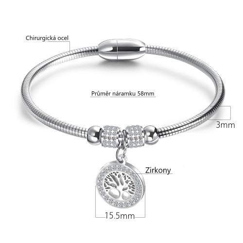Dámský náramek z chirurgické oceli strom života JCFGH925
