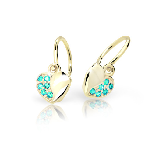 Zlaté dětské náušnice srdíčka C2160Z Mint Green