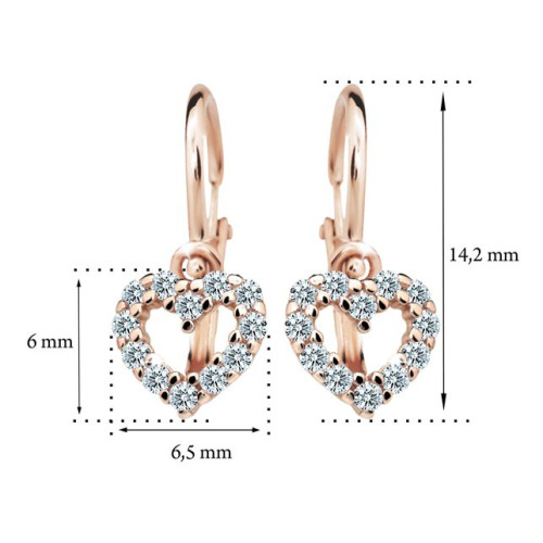 Dětské náušnice srdíčka zlaté Cutie Jewellery C2157R-Rozměry