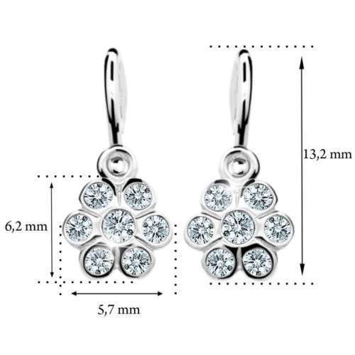 Dětské náušnice z bílého zlata kytičky C1737