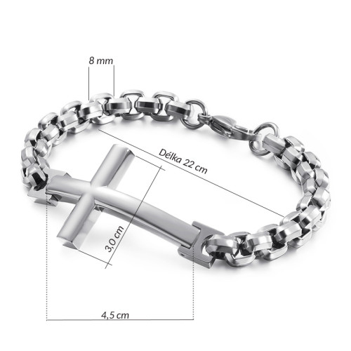 Náramek kříž chirurgická ocel WJHB372