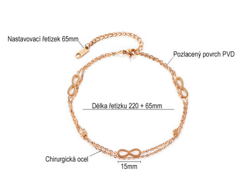 Řetízek na kotník chirurgická ocel JCFGZ129