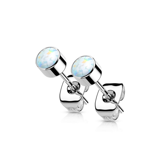 Náušnice pecky s opálem SET23ER06-3WH