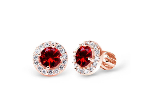 Náušnice na šroubek z růžového zlata Z60168R-Ruby Dark