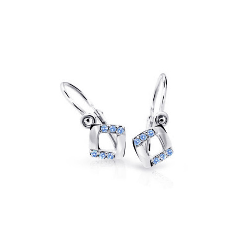 Dětské náušnice bílé zlato se zirkony C2268B-Arctic blue