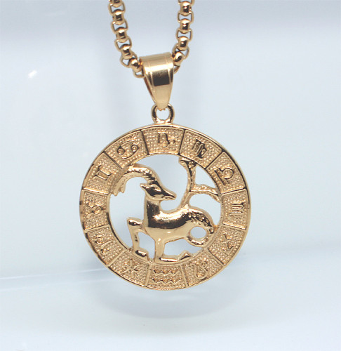 Ocelový přívěsek se znamením kozoroh + řetízek WJHN3093